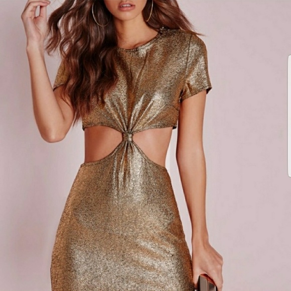 gold cut out dress